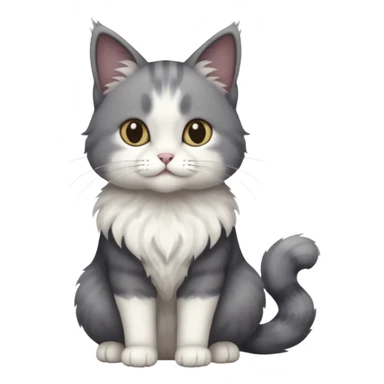 full body half dark grey and half white cat with white front legs sticker