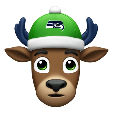 Rudolf wearing a Seattle Seahawks hat sticker