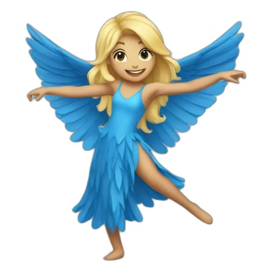 blonde girl dancing in a blue bird costume sticker