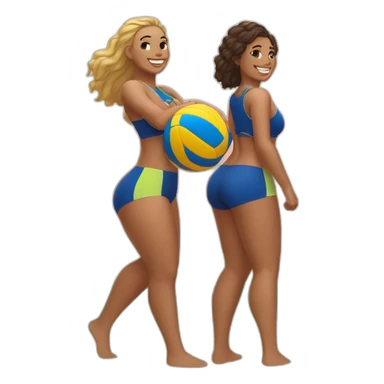 Slim-thicc caucasian twins playing volleyball on the beach sticker