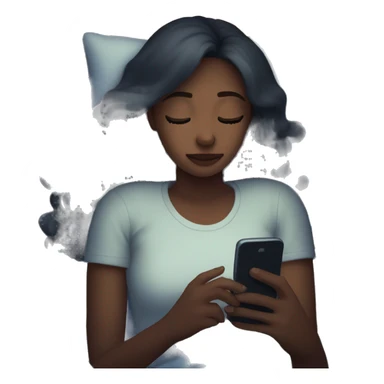 Girl on her phones in bed at night sticker