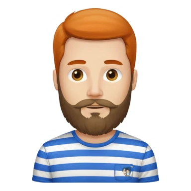 man with long hair and beard wearing vertical striped t-shirt sticker