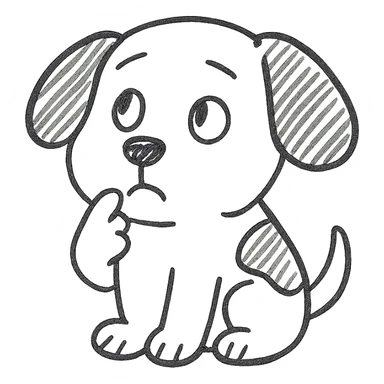 cute brown and white dog with a thinking face sticker