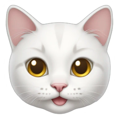 A white cat skinny with cute smile sticker