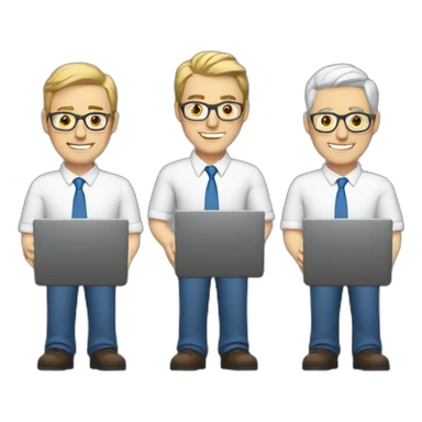 three white males with laptops sticker