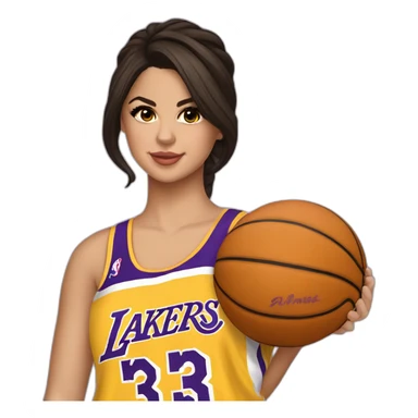 selena gomez with yellow lakers jersey sticker