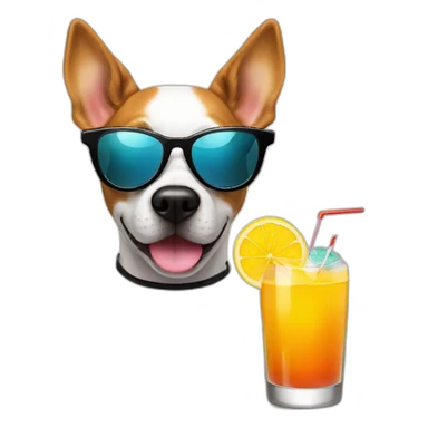 Dog in sunglasses with the glass of coctail sticker