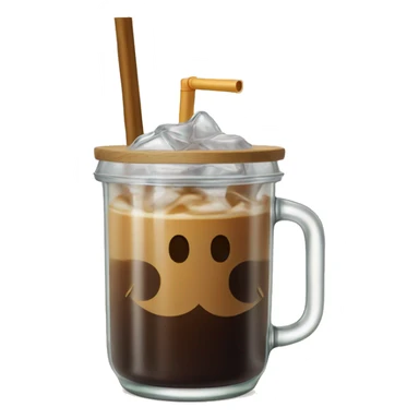 Iced coffee in a libbey cup (beer glass can) with bamboo lids and straw. sticker