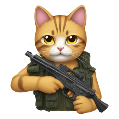 Cat with gun anime sticker