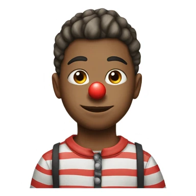 A boy in striped pajamas with the letters “DYLAN” on their forehead wearing a clown nose sticker