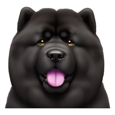 Full body black Chow chow with purple tongue, photorealistic 4k sticker