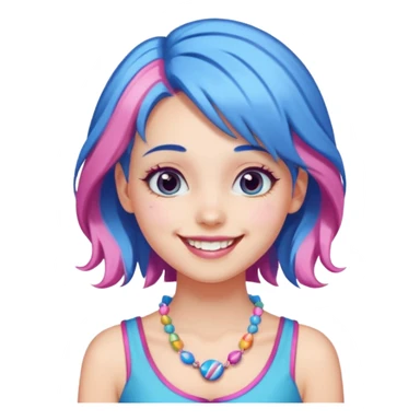 candy girl from candyland blue pink mixed hair sticker