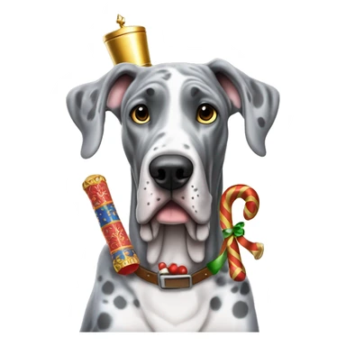 Merle grey Great Dane with a nutcracker  sticker