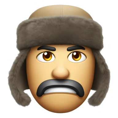 Angry face with russian ushanka sticker