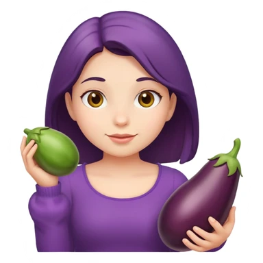 girl holding an eggplant sticker