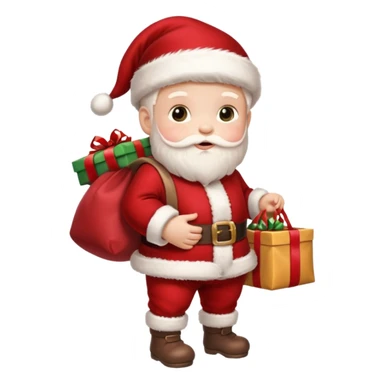 baby Santa Claus is carrying a bag of presents  sticker