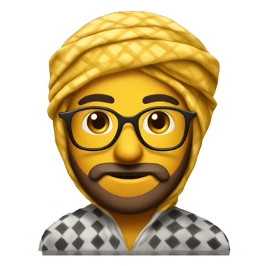 Yellow arab emoji wearing a keffiyeh  sticker