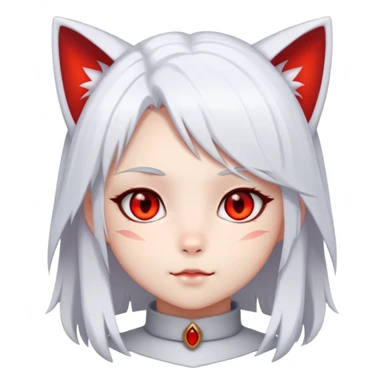 Cute Neko Girl With Red Eyes, White Hair sticker