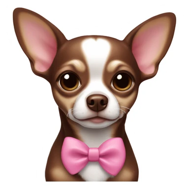 Chihuahua chocolate Brown with White Stroke on the forhead and a pink nose and a pink bow  sticker