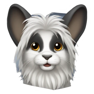 black lionhead rabbit under a white sheet with ears sticking out sticker