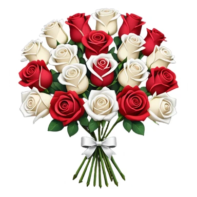 White rose and red rose bouquet with black paper  sticker