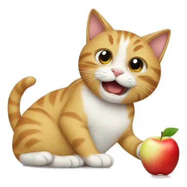 cat eating an apple sticker