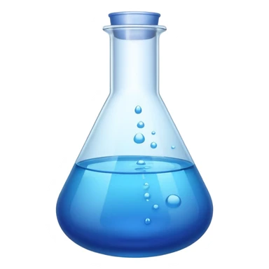 laboratory flask with blue liquid sticker