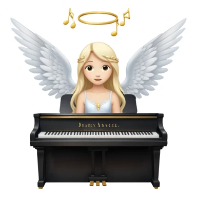 fée vêtue de blanc jouant du piano avec des ailes d'ange sticker