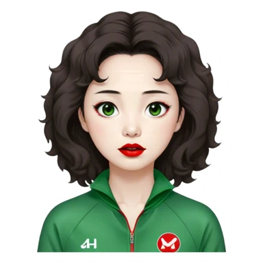 Han Mi-nyeo : Age: Late 60s
Appearance: A crazy woman with many wrinkles face, frizzy, very messy dark brown hair and dramatic red lipstick.
Outfit: Green player tracksuit sticker