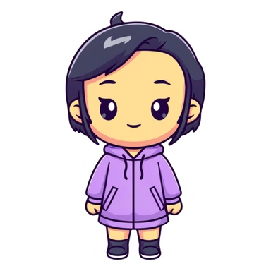 Cute female figurine in designer toy style, colorful, smooth plastic appearance, chibi proportions sticker