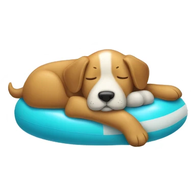 Dog sleeping on a pool toy  sticker