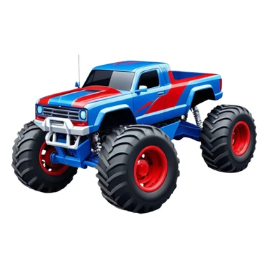 Avenger - Monster Jam (Model Year: 2021) (Iconic colour: Blue and red) - A dynamic monster truck with a split-color scheme: predominantly blue accented by bold red elements. Focus on strong, angular lines and vivid contrasting colors that evoke high energy and a futuristic, rebellious style. sticker