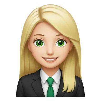Green eyes office girl with straight long blonde hair barbie sticker