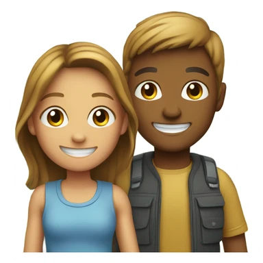 smiling girl and boy outdoors sticker