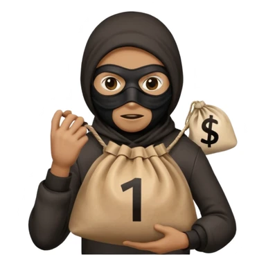 Un voleur avec un sac écrit 1 $ sticker