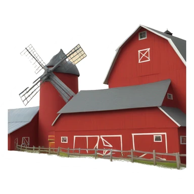 red barn with windmill in center top sticker