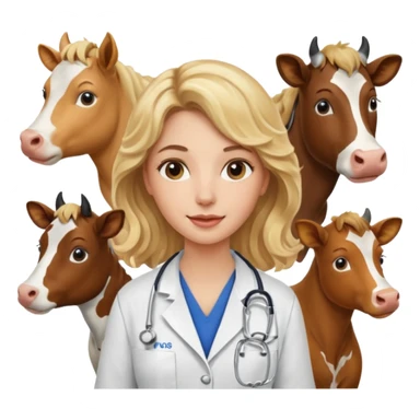 Joven mujer, de cabello rubio con ondas, veterinaria de perros, vacas y caballos sticker