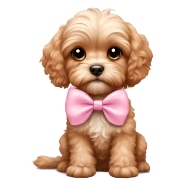 A cute cavoodle with pastel pink bow sticker