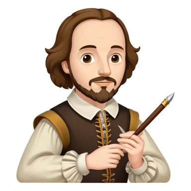 Shakespeare holding a quill pen writing a play sticker
