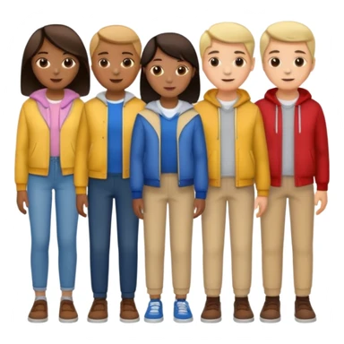 A line of 5 people standing one behind the other sticker