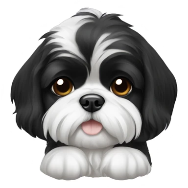 A shih tzu black and white puppy sticker