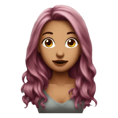 Beautiful tattooed  burgundy long haired woman blushing sticker