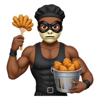 black guy, thug, robber mask, stealing, fried chicken, sticker