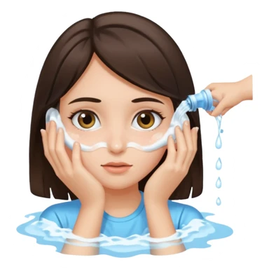 Brunette girl washing her eyes sticker