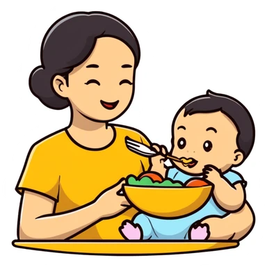 mom feeding baby sticker