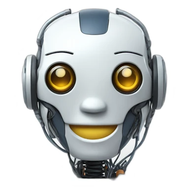 robot smiling with wires showing sticker