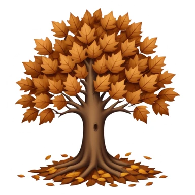 leafless tree with pile of leaves below preparing for winter sticker