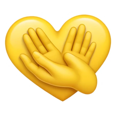 Yellow hand emoji in half of a heart shape sticker