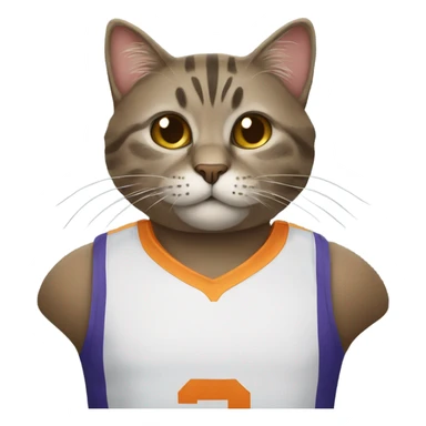 Cat wearing a basketball jersey sticker