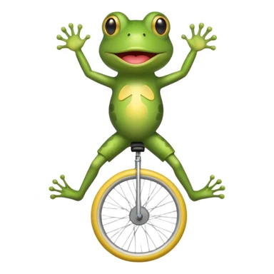 a frog with a mustache riding a unicycle, emoji style sticker